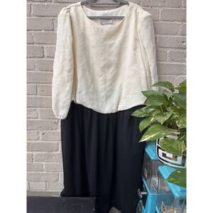 Vintage 70s 3X R.A.’s Landou Cream Black Sheer Dress Plus